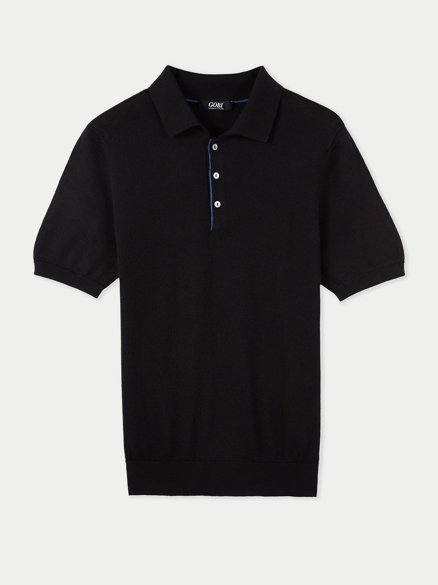 Herren Kaschmir-Seiden Polohemd schwarz - Gobi Cashmere