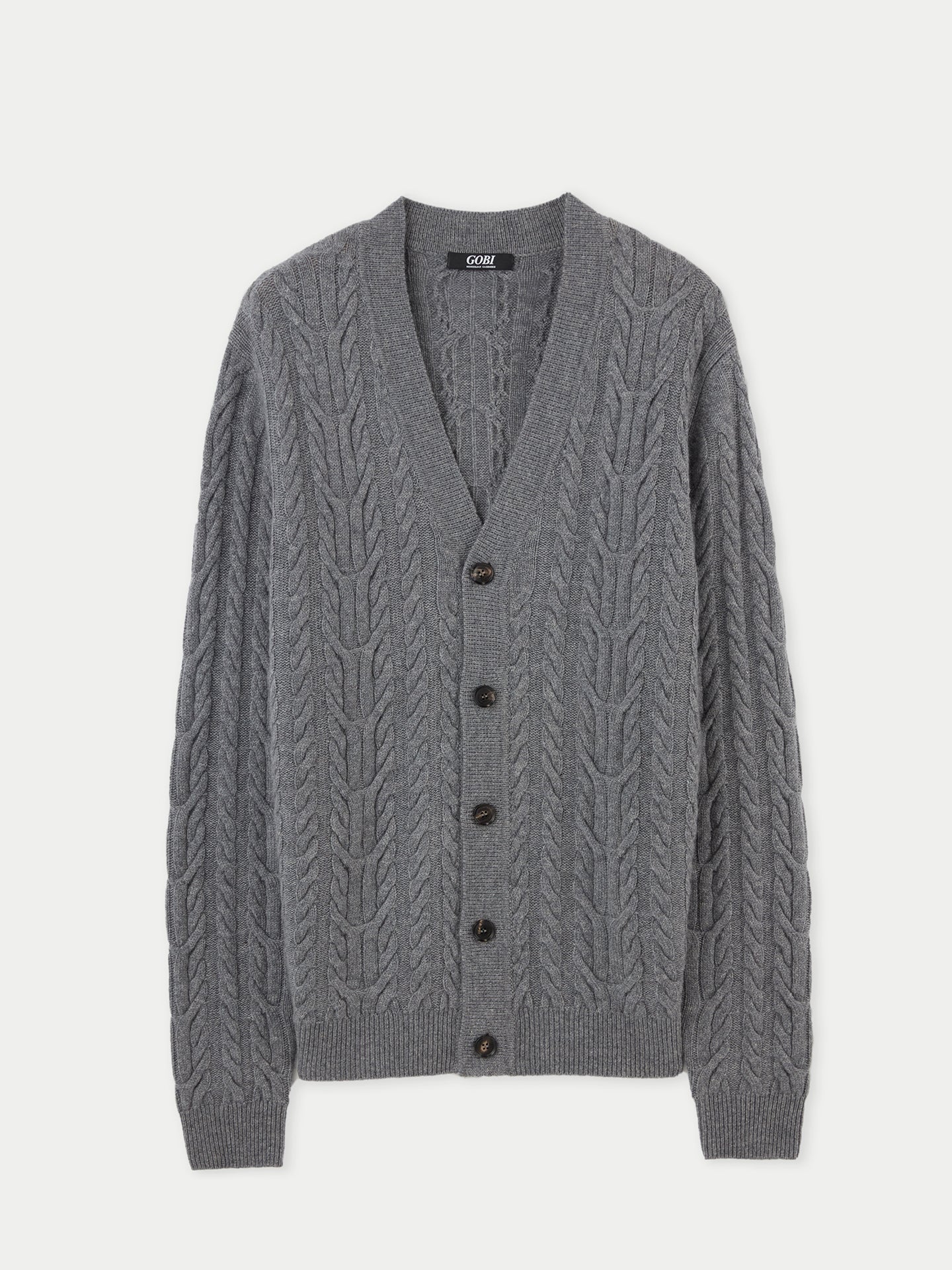 Herren Kaschmir Strickjacke Mit Zopfmuster Dunkelgrau - Gobi Cashmere