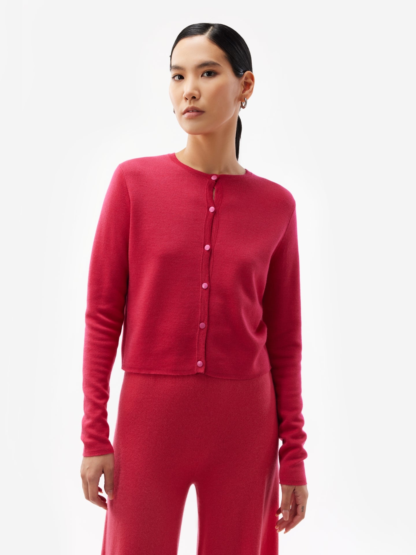 Kurzer Kaschmir-Seide Cardigan Bright Rose- Gobi Cashmere