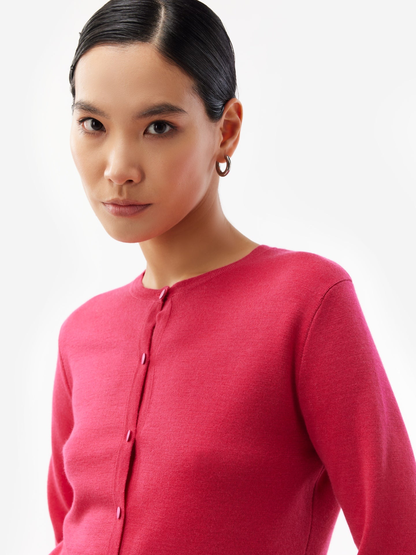 Kurzer Kaschmir-Seide Cardigan Bright Rose- Gobi Cashmere