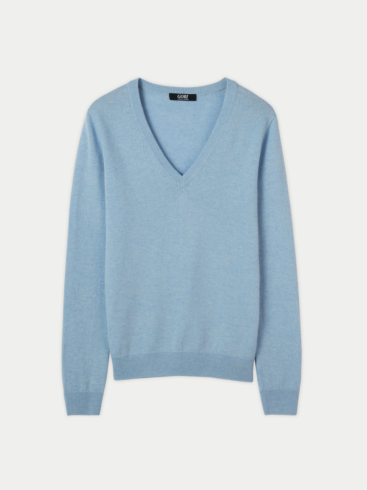 Damen Kaschmir V-Ausschnitt Pullover Blau - Gobi Cashmere