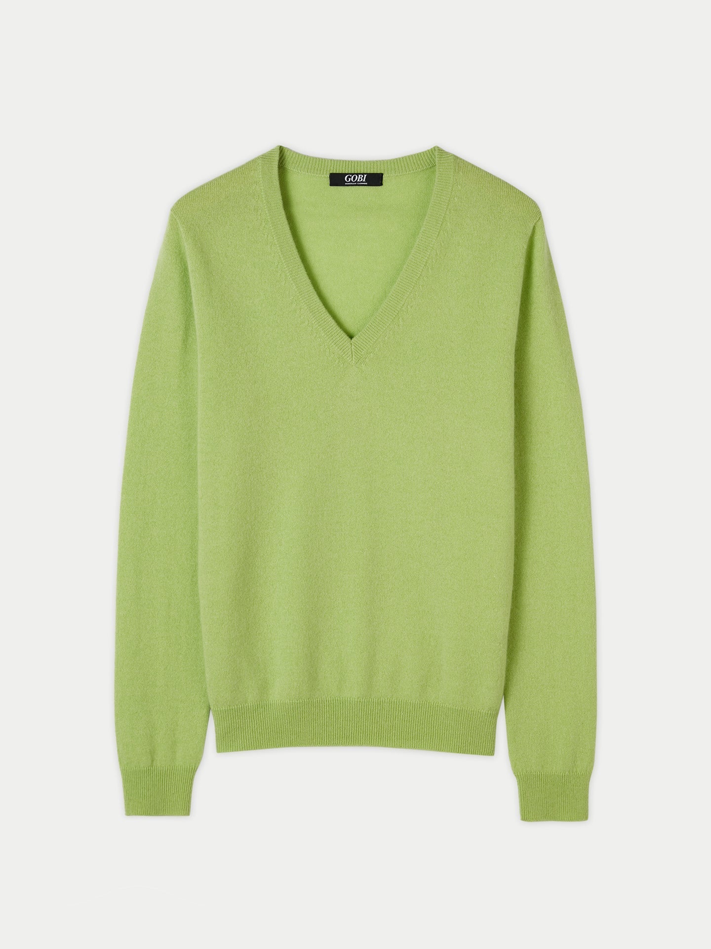 Damen Kaschmir V-Ausschnitt Pullover jade limette  - Gobi Cashmere