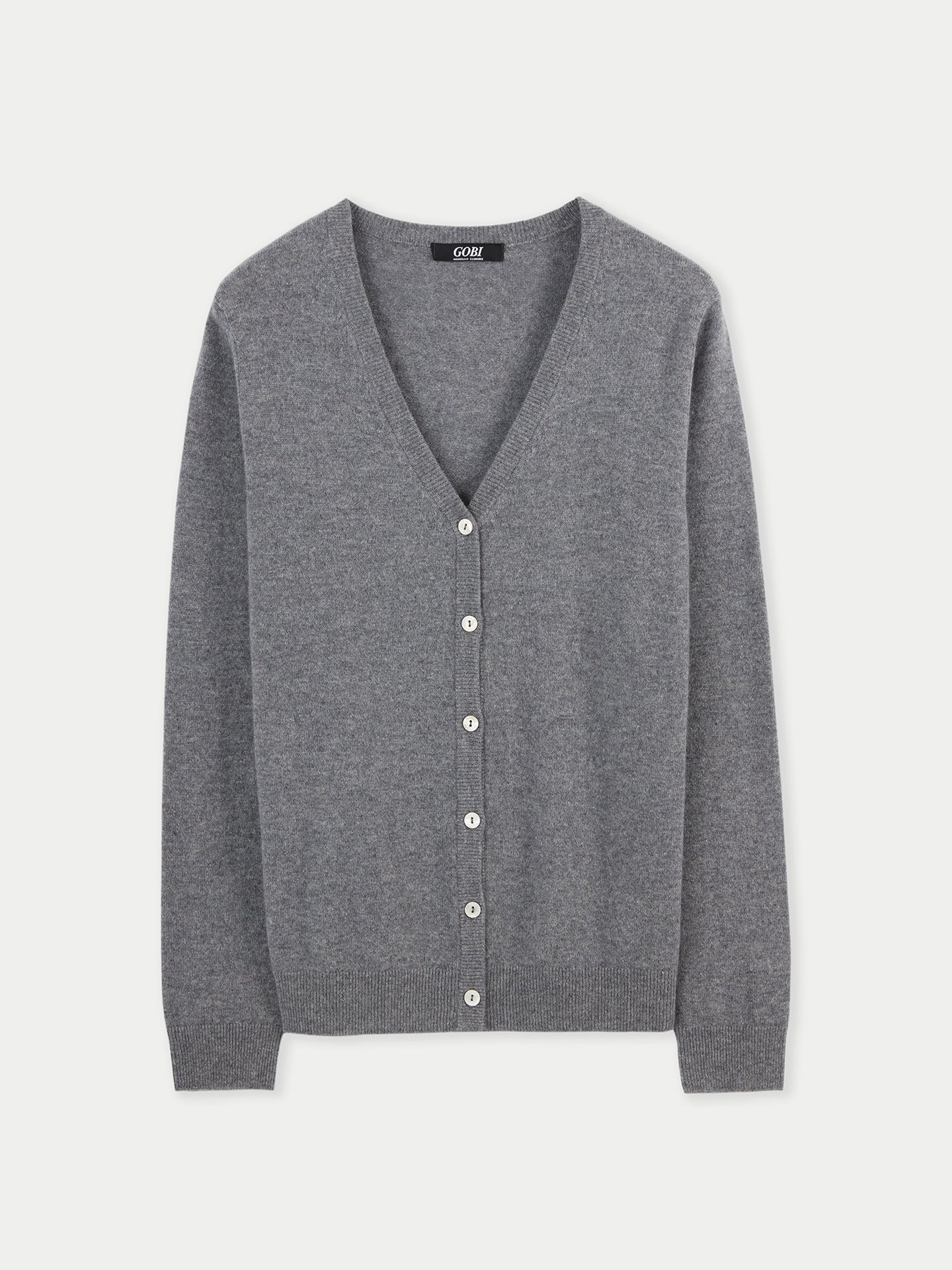 Damen Kaschmir V-Ausschnitt Strickjacke Dunkelgrau - Gobi Cashmere