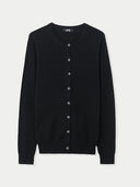 Damen Kashmir R-Ausschnitt Strickjacke Schwarz | GOBI Cashmere
