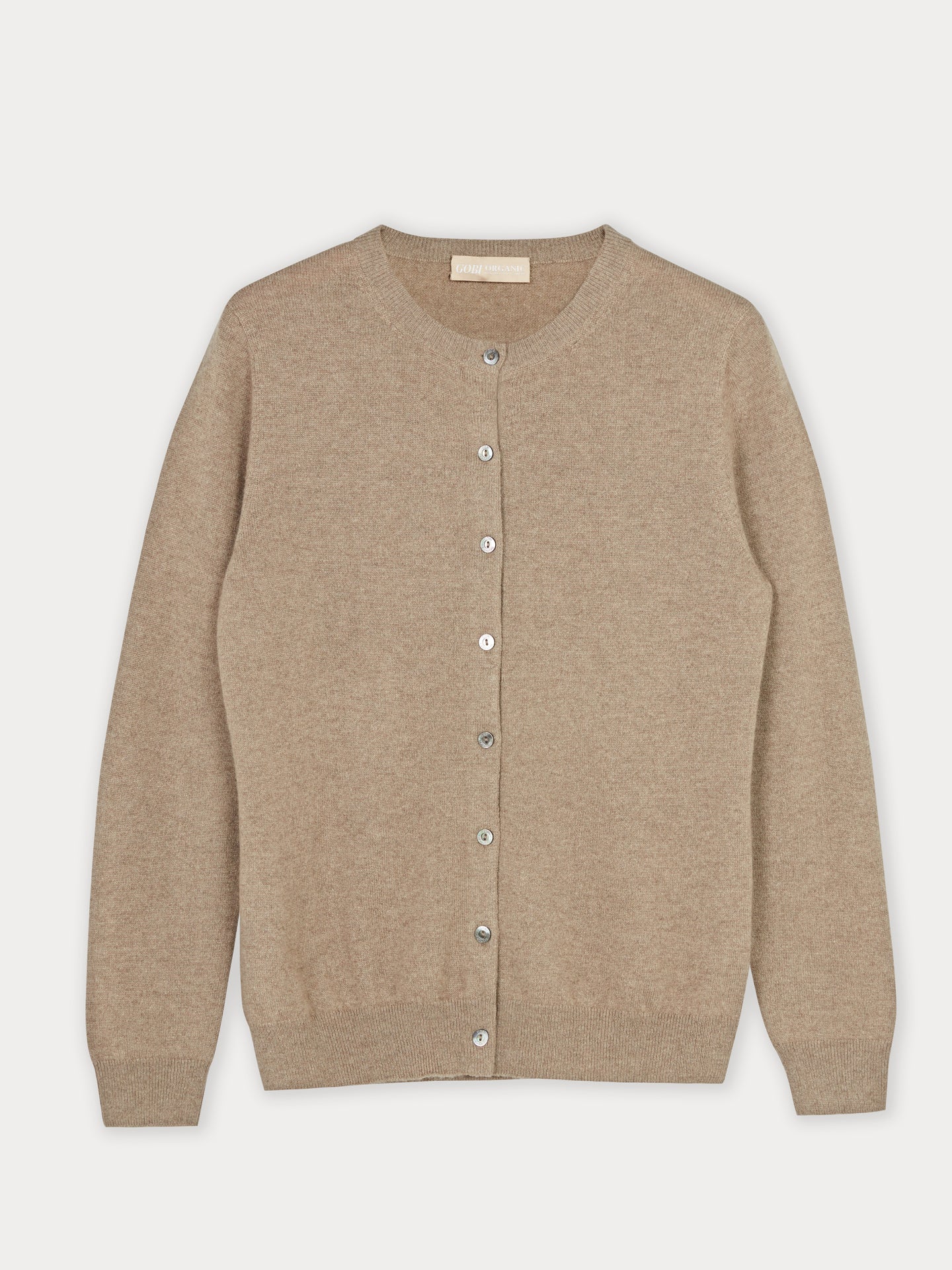 Damen Kaschmir R-Ausschnitt Strickjacke Taupe - Gobi Cashmere