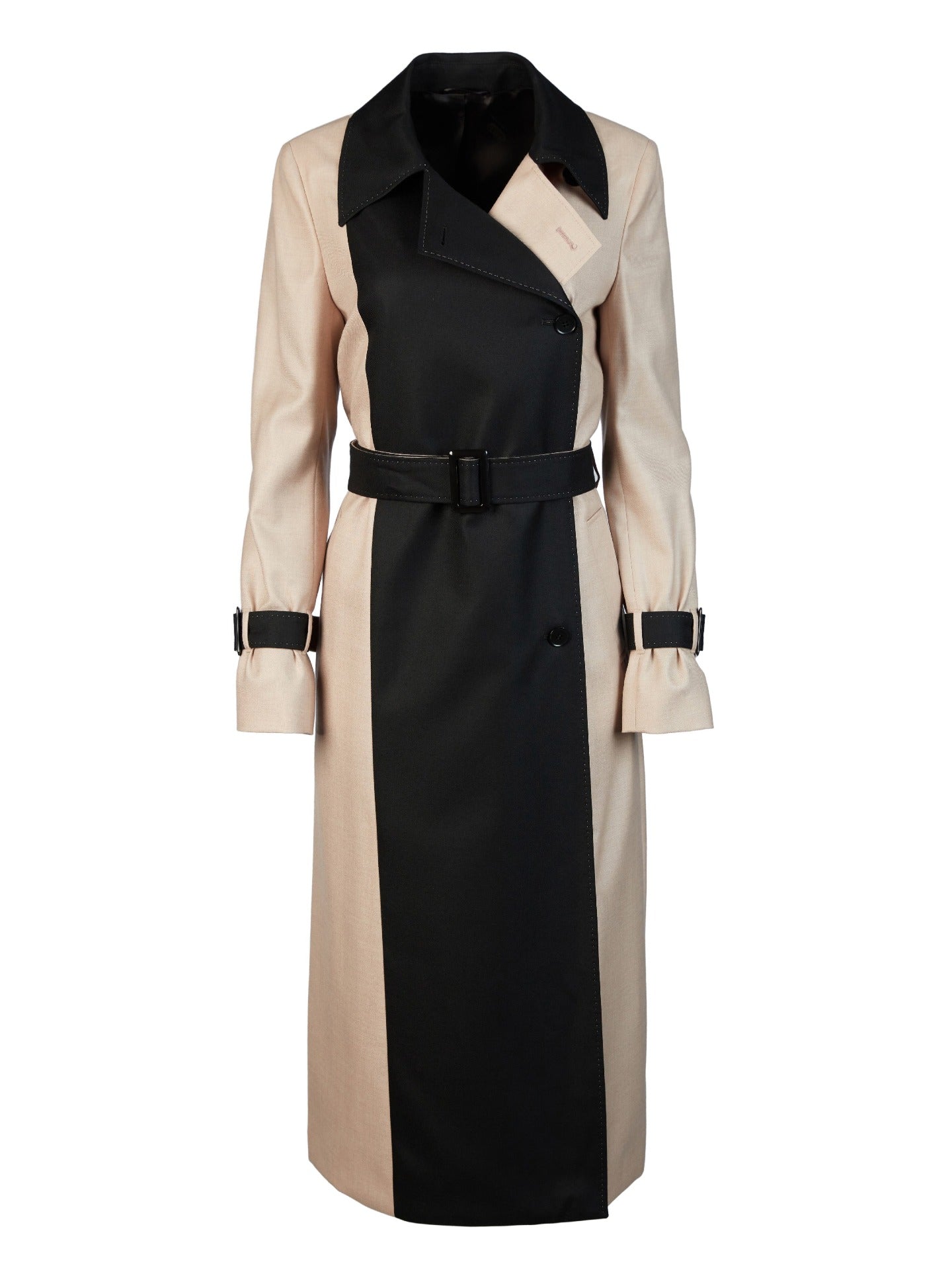 Damen Kaschmir Trenchcoat Mit Kontraststreifen Rose Smoke - Gobi Cashmere